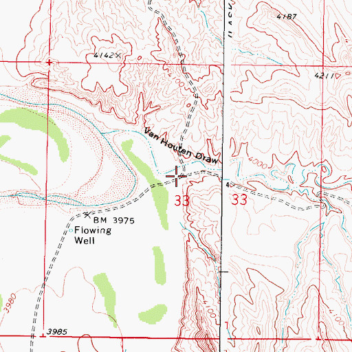Topographic Map of Van Houten Draw, WY