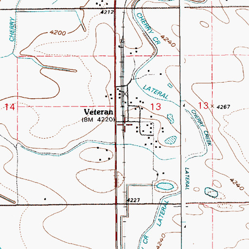 Topographic Map of Veteran, WY