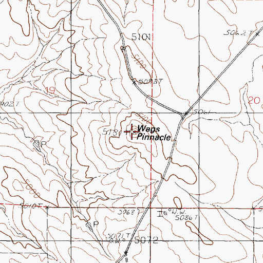 Topographic Map of Wags Pinnacle, WY