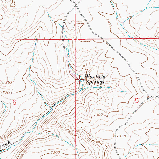 Topographic Map of Warfield Springs, WY