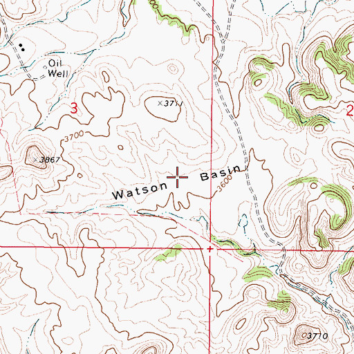 Topographic Map of Watson Basin, WY