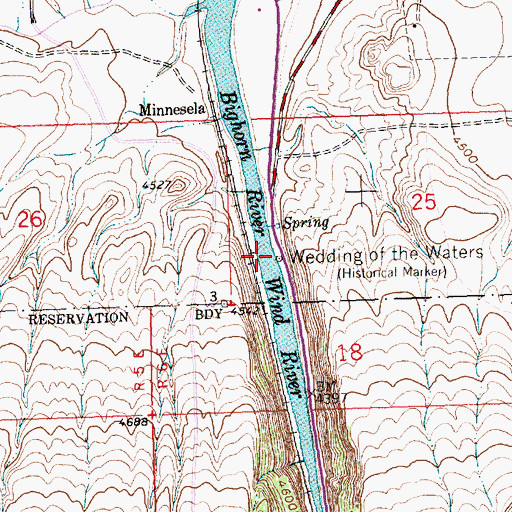 Topographic Map of Wedding of the Waters, WY