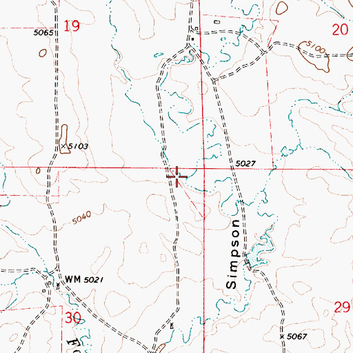 Topographic Map of West Fork Simpson Draw, WY