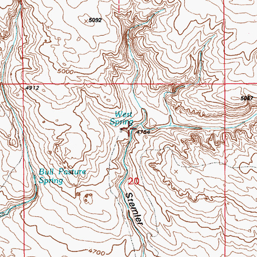 Topographic Map of West Spring, WY