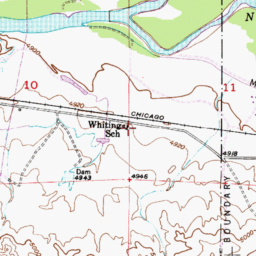 Topographic Map of Whiting School, WY