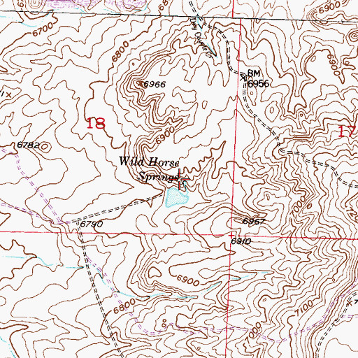 Topographic Map of Wild Horse Springs, WY
