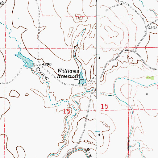 Topographic Map of Williams Reservoir, WY