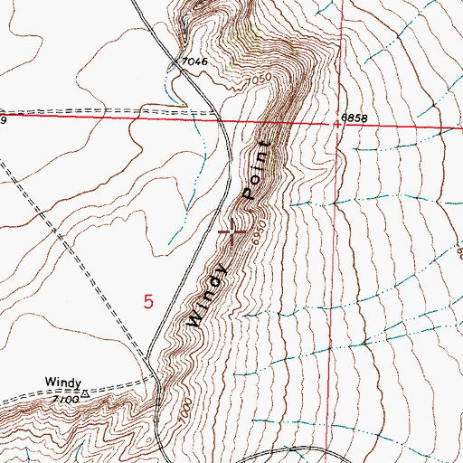 Topographic Map of Windy Point, WY