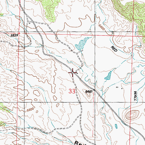 Topographic Map of Wolcott Ranch, WY