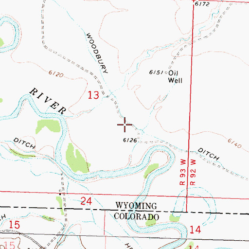 Topographic Map of Woodbury Ditch, WY