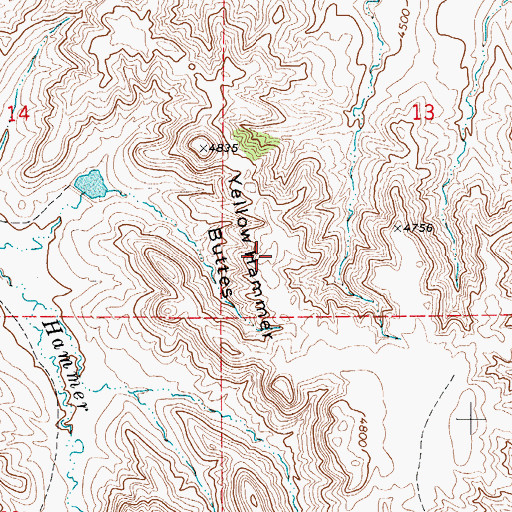 Topographic Map of Yellow Hammer Buttes, WY