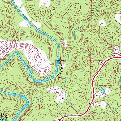 Topographic Map of Glover Creek, AL
