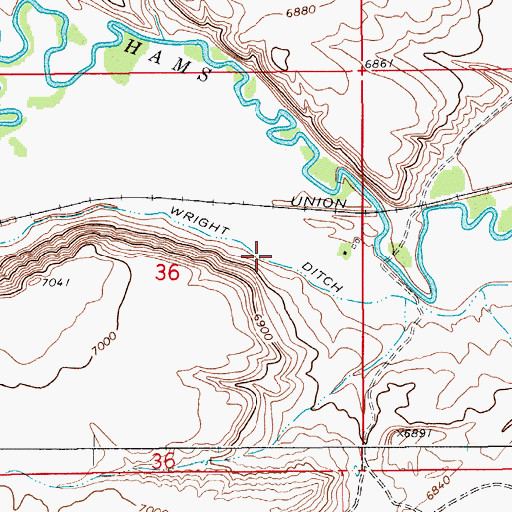 Topographic Map of Wright Ditch, WY