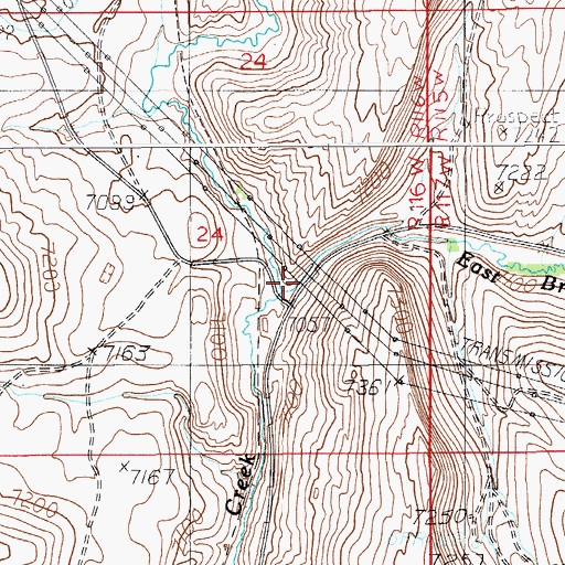Topographic Map of East Branch Willow Creek, WY