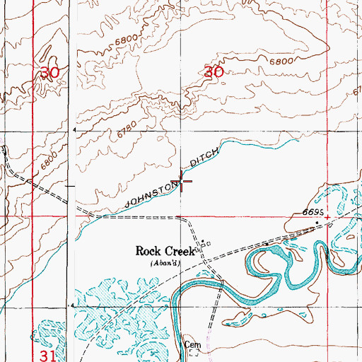 Topographic Map of Johnston Ditch, WY
