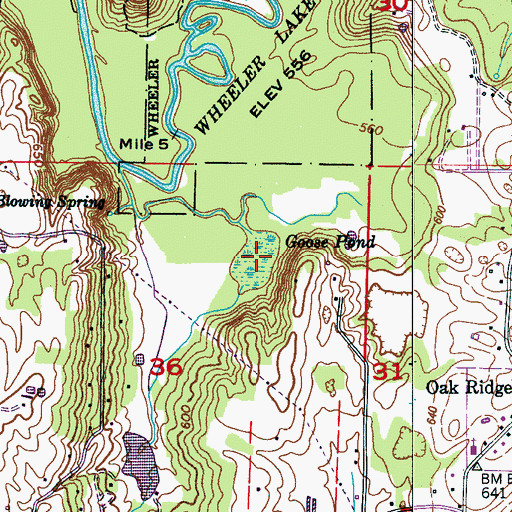 Topographic Map of Goose Pond, AL