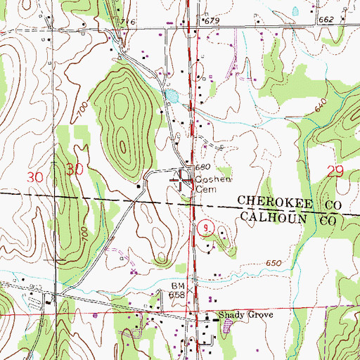 Topographic Map of Goshen Cemetery, AL