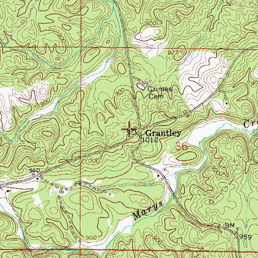Topographic Map of Grantley, AL