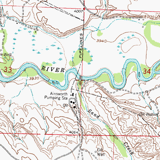 Topographic Map of Sand Creek, WY