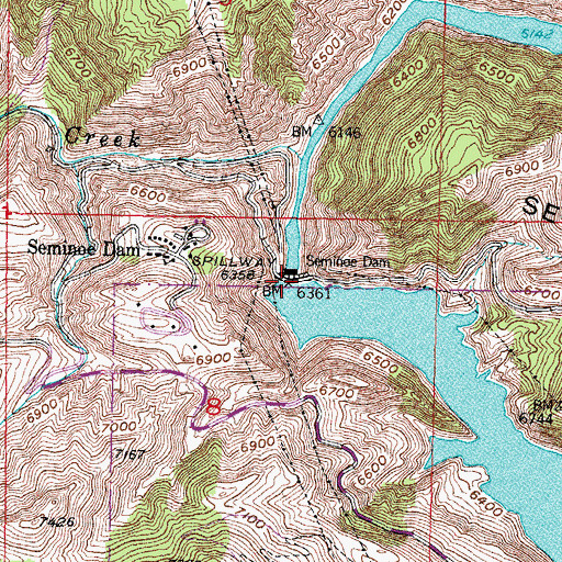 Topographic Map of Seminoe Reservoir, WY