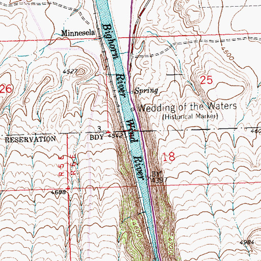 Topographic Map of Wind River Canyon, WY