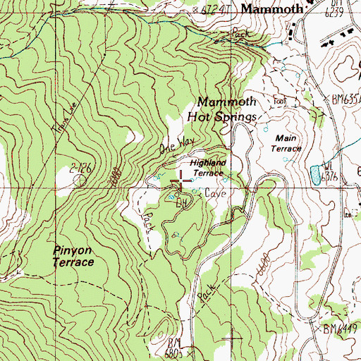 Topographic Map of Highland Spring, WY