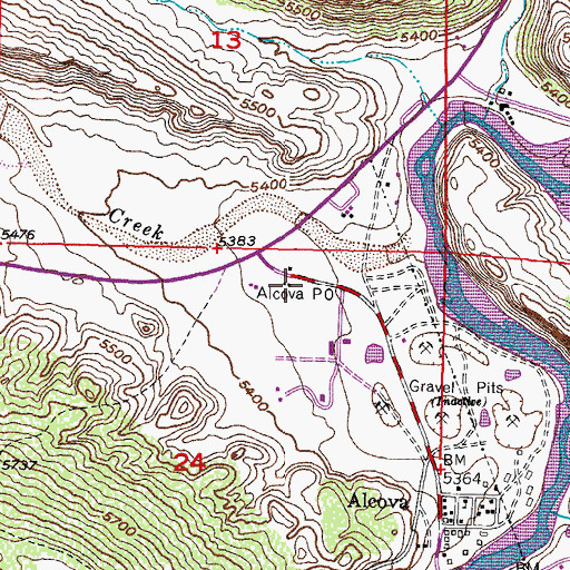 Topographic Map of Alcova Po, WY