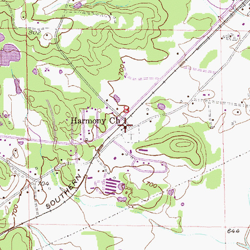 Topographic Map of Harmony Baptist Church, AL