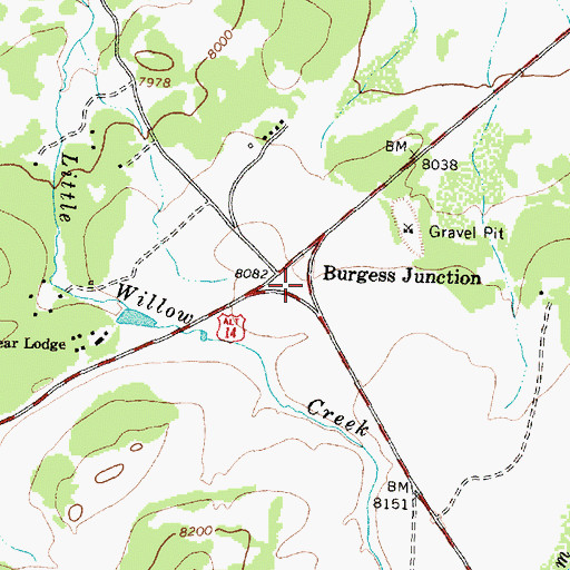 Topographic Map of Burgess Junction, WY