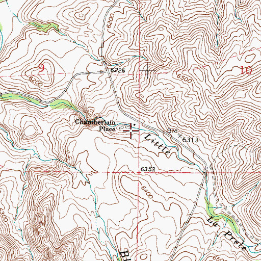 Topographic Map of Chamberlain Place, WY