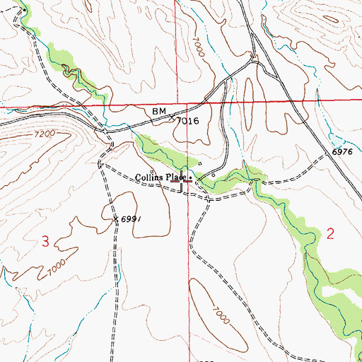 Topographic Map of Collins Place, WY