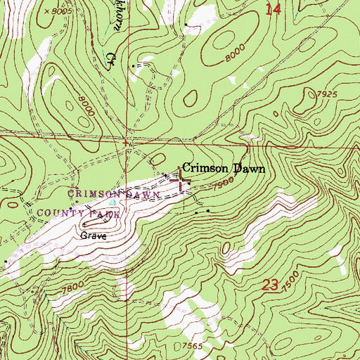 Topographic Map of Crimson Dawn, WY