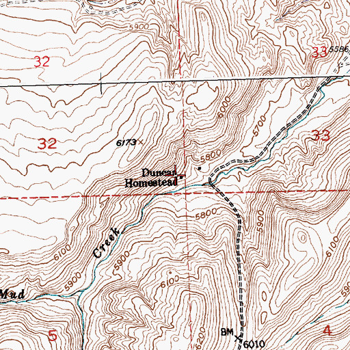 Topographic Map of Duncan Homestead, WY