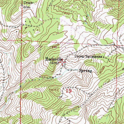 Topographic Map of Eadsville (historical), WY