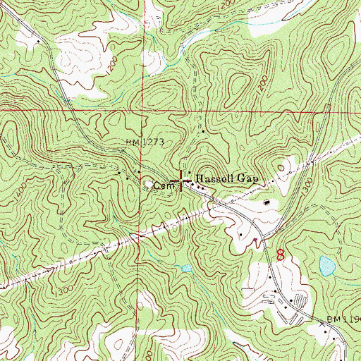 Topographic Map of Hassell Gap, AL