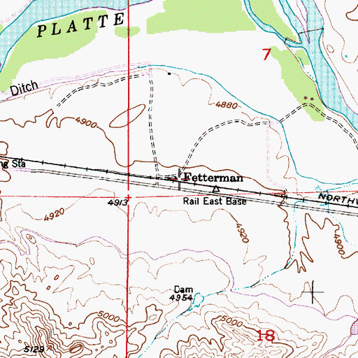 Topographic Map of Fetterman, WY