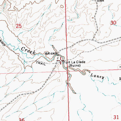 Topographic Map of Fort LaClede (historical), WY