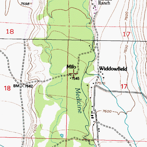 Topographic Map of Milo, WY