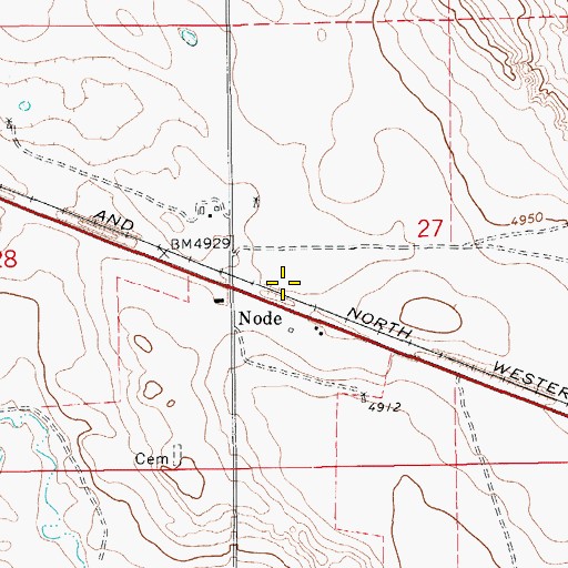 Topographic Map of Node, WY