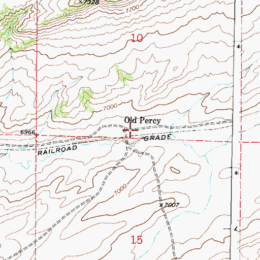 Topographic Map of Old Percy, WY