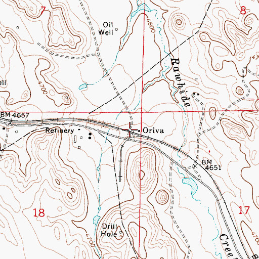 Topographic Map of Oriva, WY