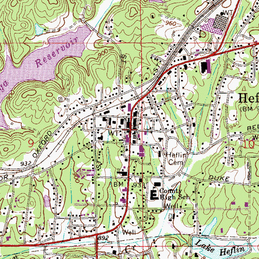 Topographic Map of Heflin, AL