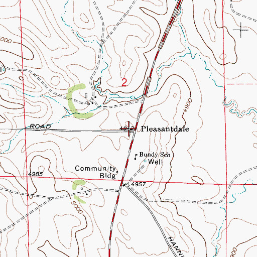Topographic Map of Pleasantdale, WY