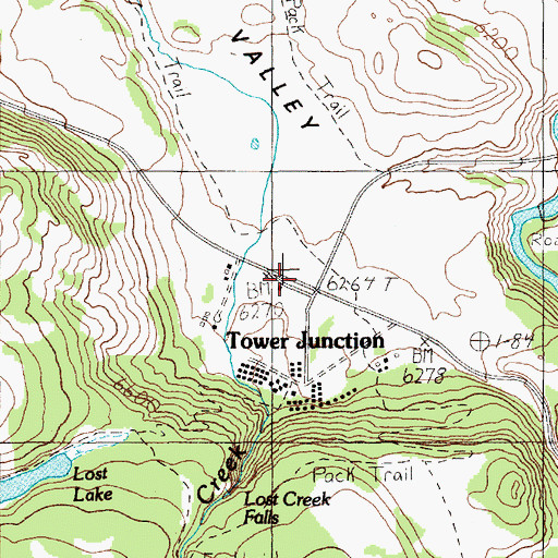 Topographic Map of Tower Junction, WY