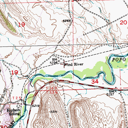Topographic Map of Wind River, WY
