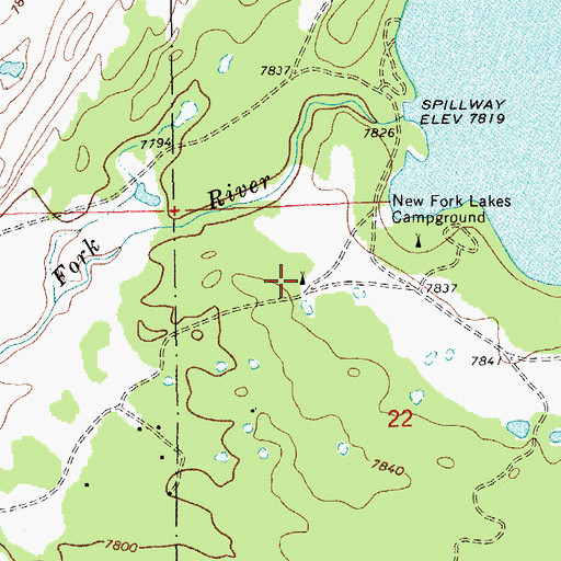 Topographic Map of New York Campground, WY