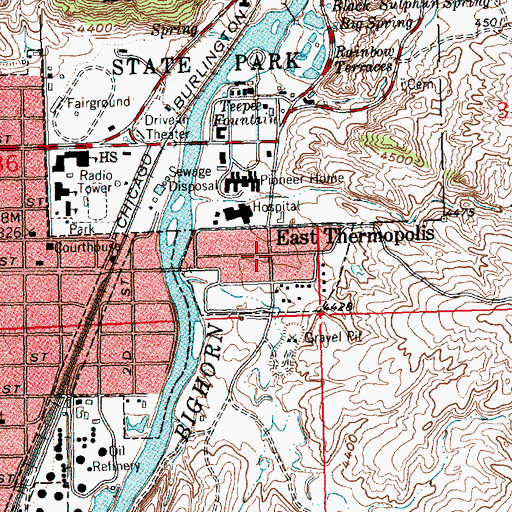 Topographic Map of East Thermopolis, WY