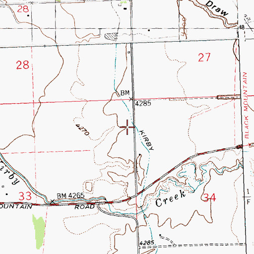 Topographic Map of Kirby Ditch, WY