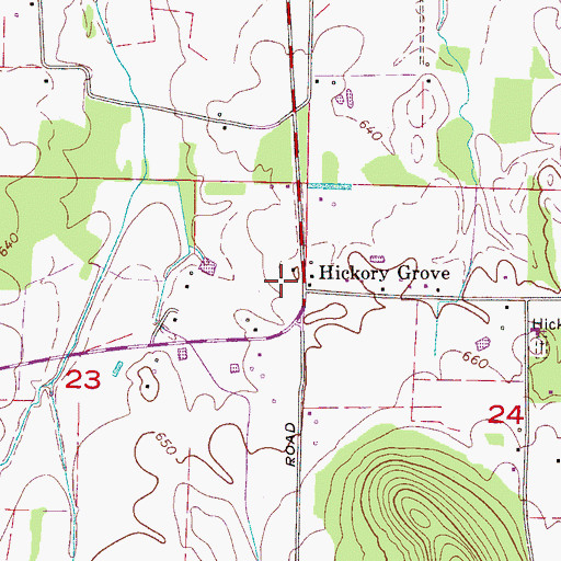 Topographic Map of Hickory Grove, AL