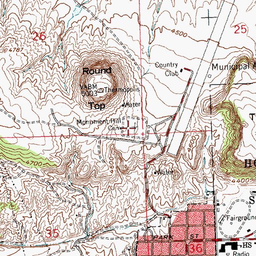 Topographic Map of Monument Hill Cemetery, WY